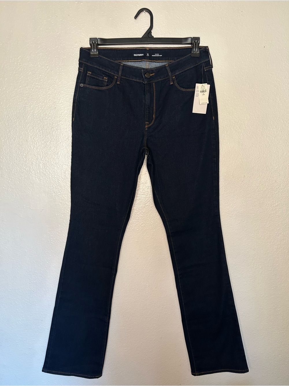 Old Navy NWT Women's 12 Long Dark Blue Mid-Rise Kicker Boot Cut Jeans